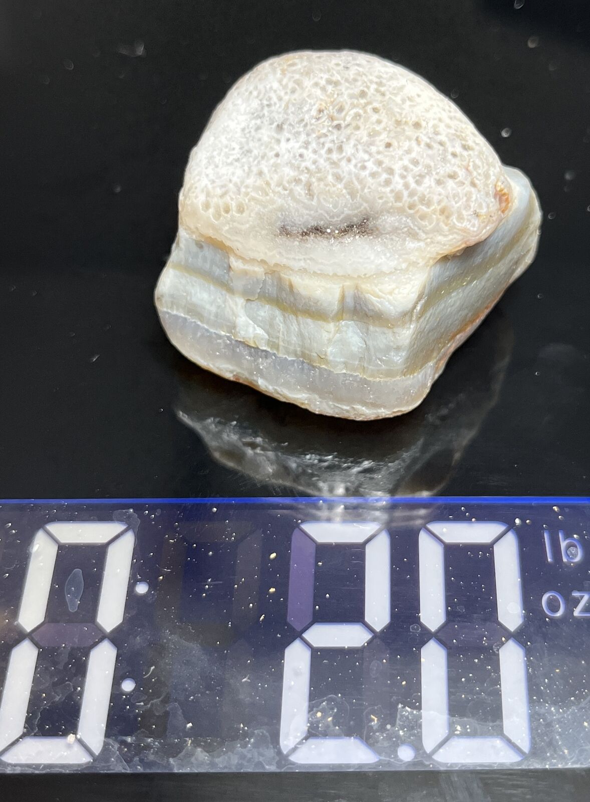 2 oz Light Pastel Colors With Coral Like Cap Lake Superior Agate.