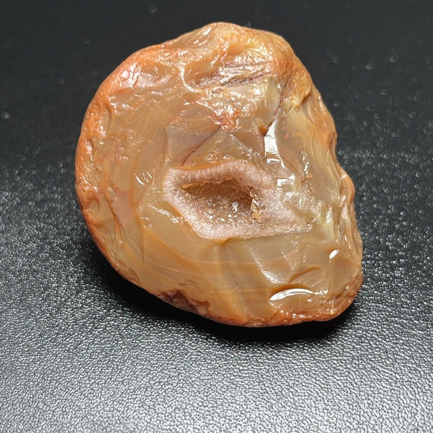 1.9 oz Jelly Banded Fortification With Geode Crystal Center Lake Superior Agate.