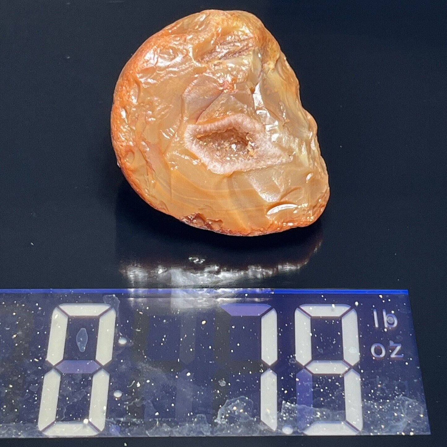 1.9 oz Jelly Banded Fortification With Geode Crystal Center Lake Superior Agate.