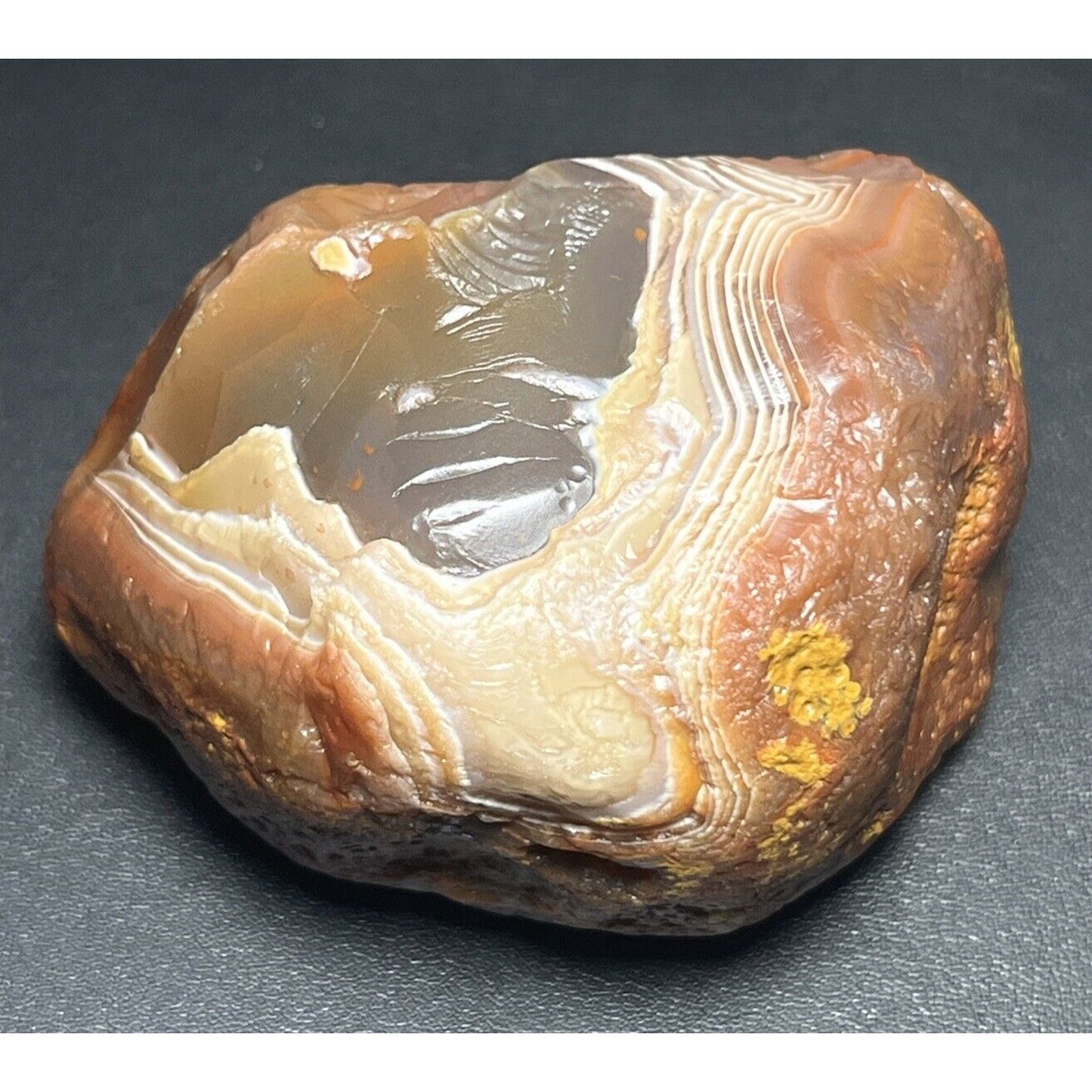 7.6 oz Classic Red & White Fortification Banded Lake Superior Agate.