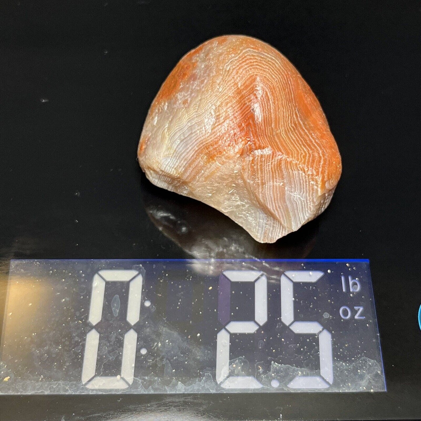 2.5 oz Red & White Banded Lake Superior Agate With Quartz Plug.