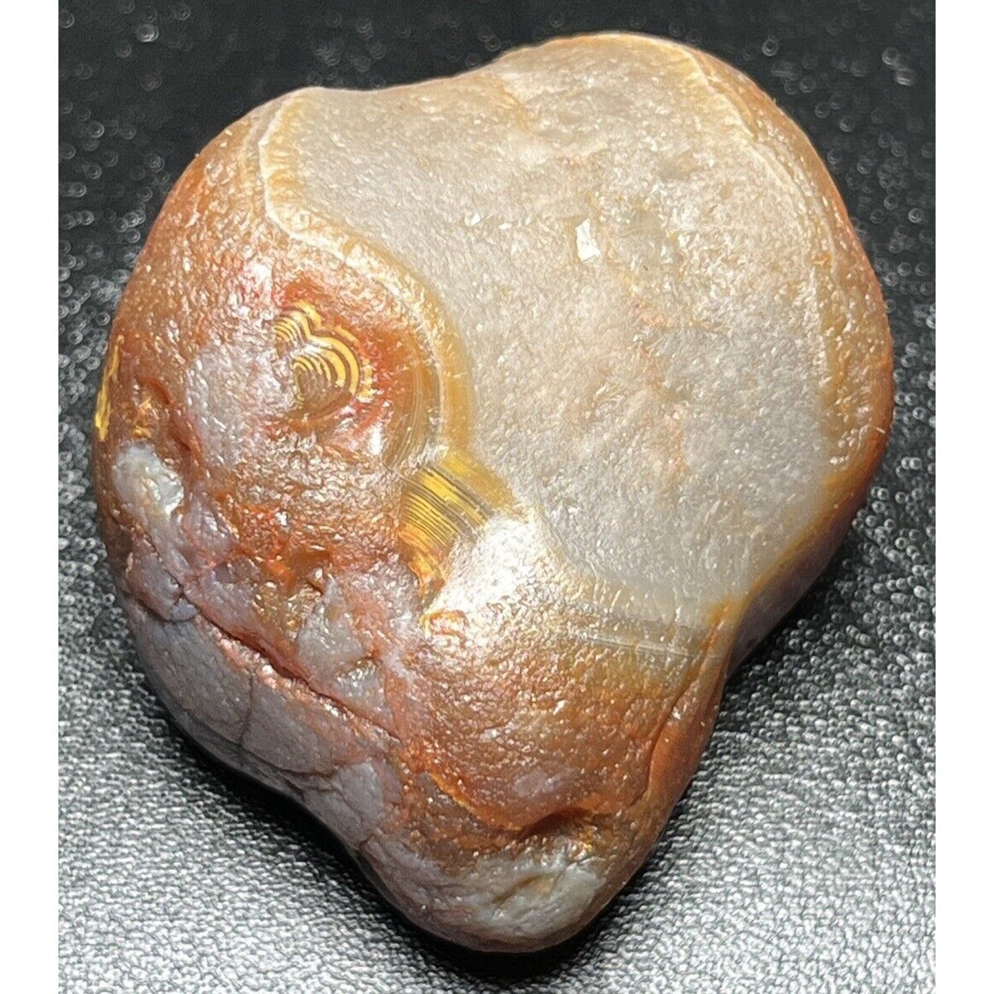 2.2 oz Banded Lake Superior Agate. With Limonite Highlights & Nice Quartz Plug.