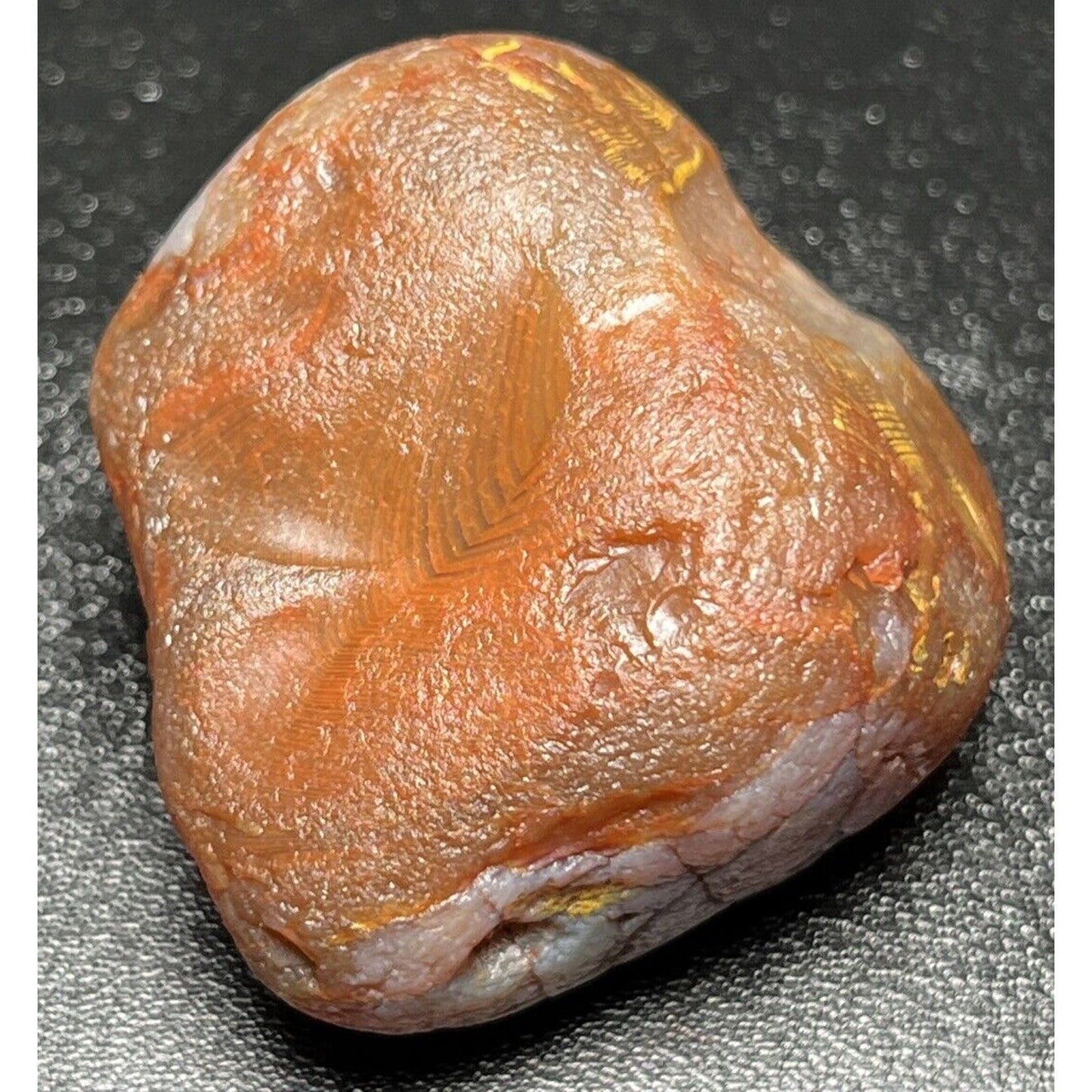 2.2 oz Banded Lake Superior Agate. With Limonite Highlights & Nice Quartz Plug.