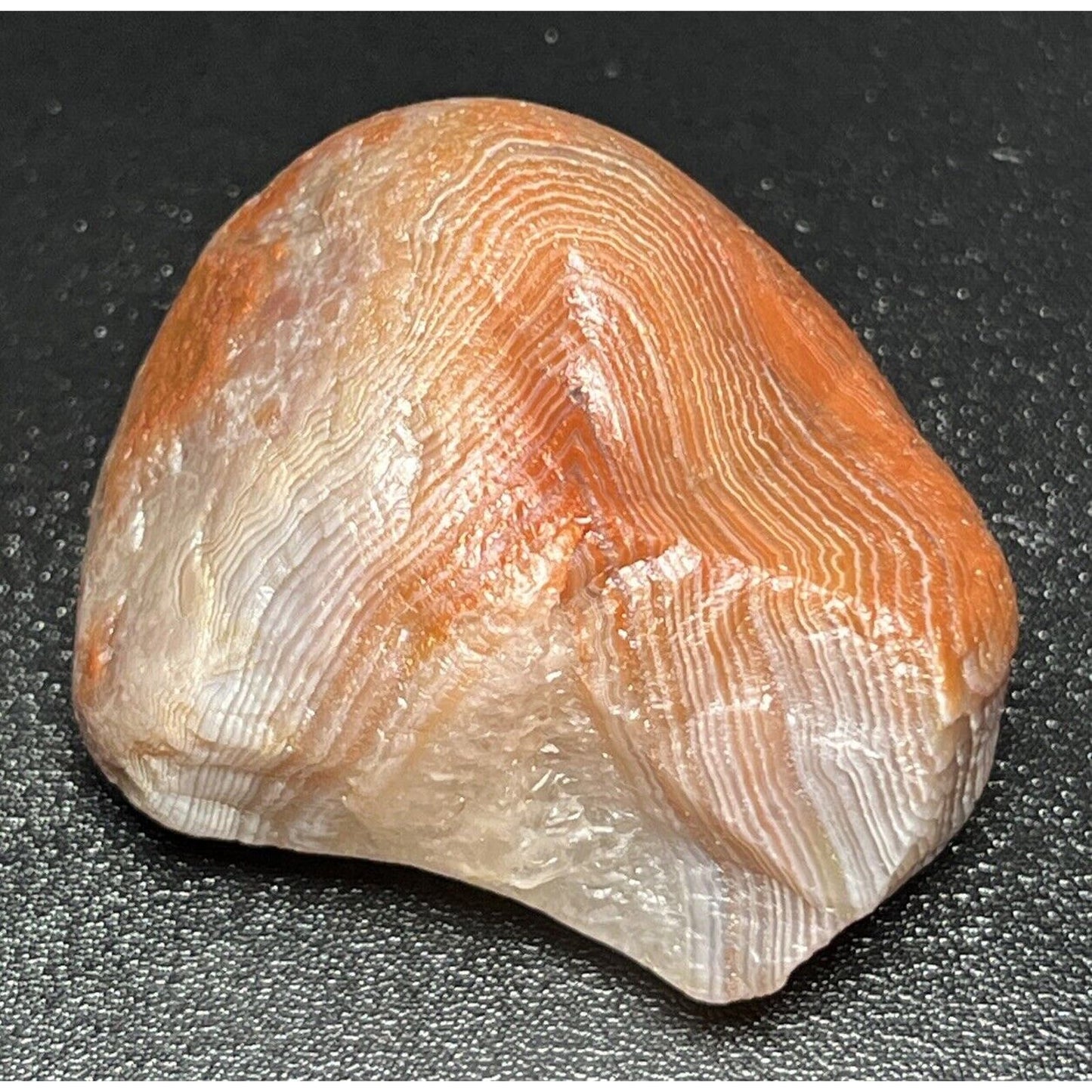 2.5 oz Red & White Banded Lake Superior Agate With Quartz Plug.