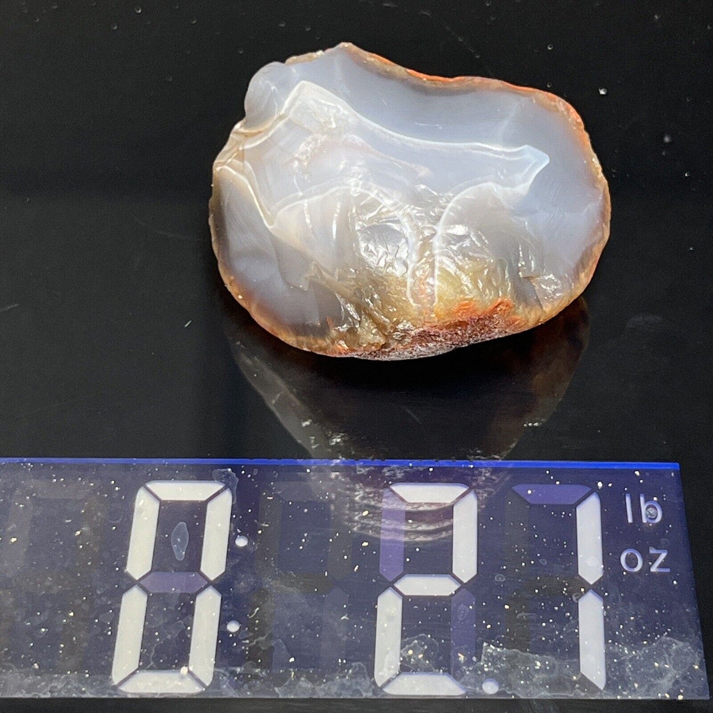 2.1 oz Ghostly Jelly With Shape Of USA Continent In Center Lake Superior Agate.