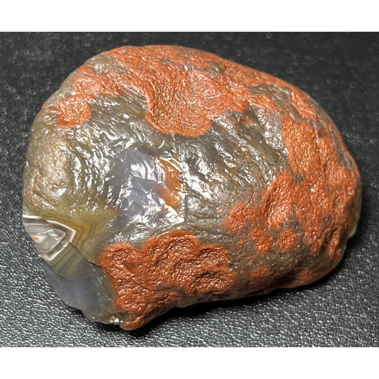 2.1 oz Ghostly Jelly With Shape Of USA Continent In Center Lake Superior Agate.