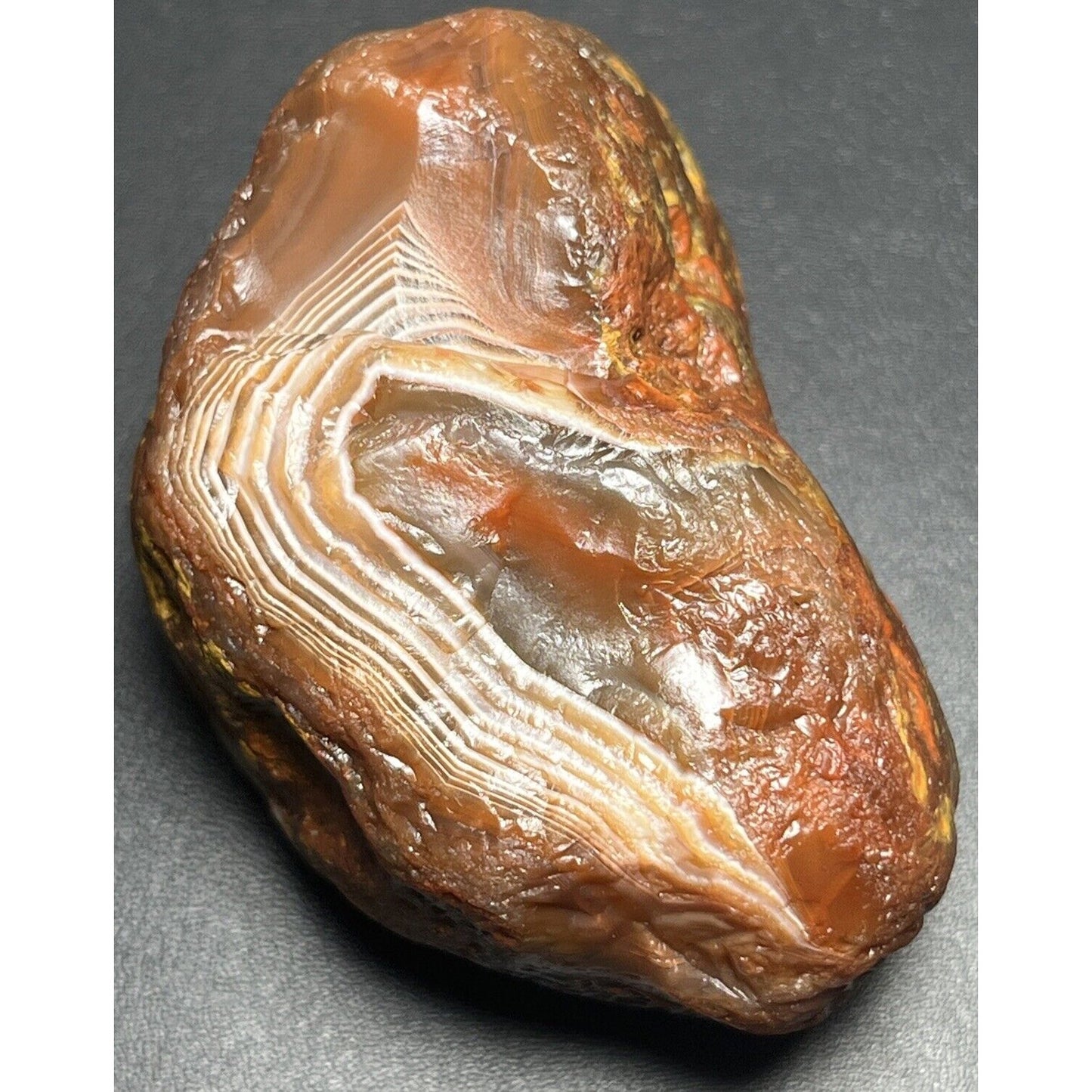 7.6 oz Classic Red & White Fortification Banded Lake Superior Agate.