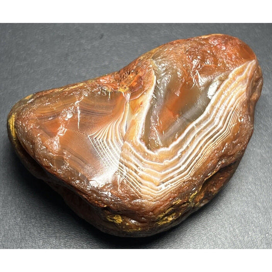 7.6 oz Classic Red & White Fortification Banded Lake Superior Agate.