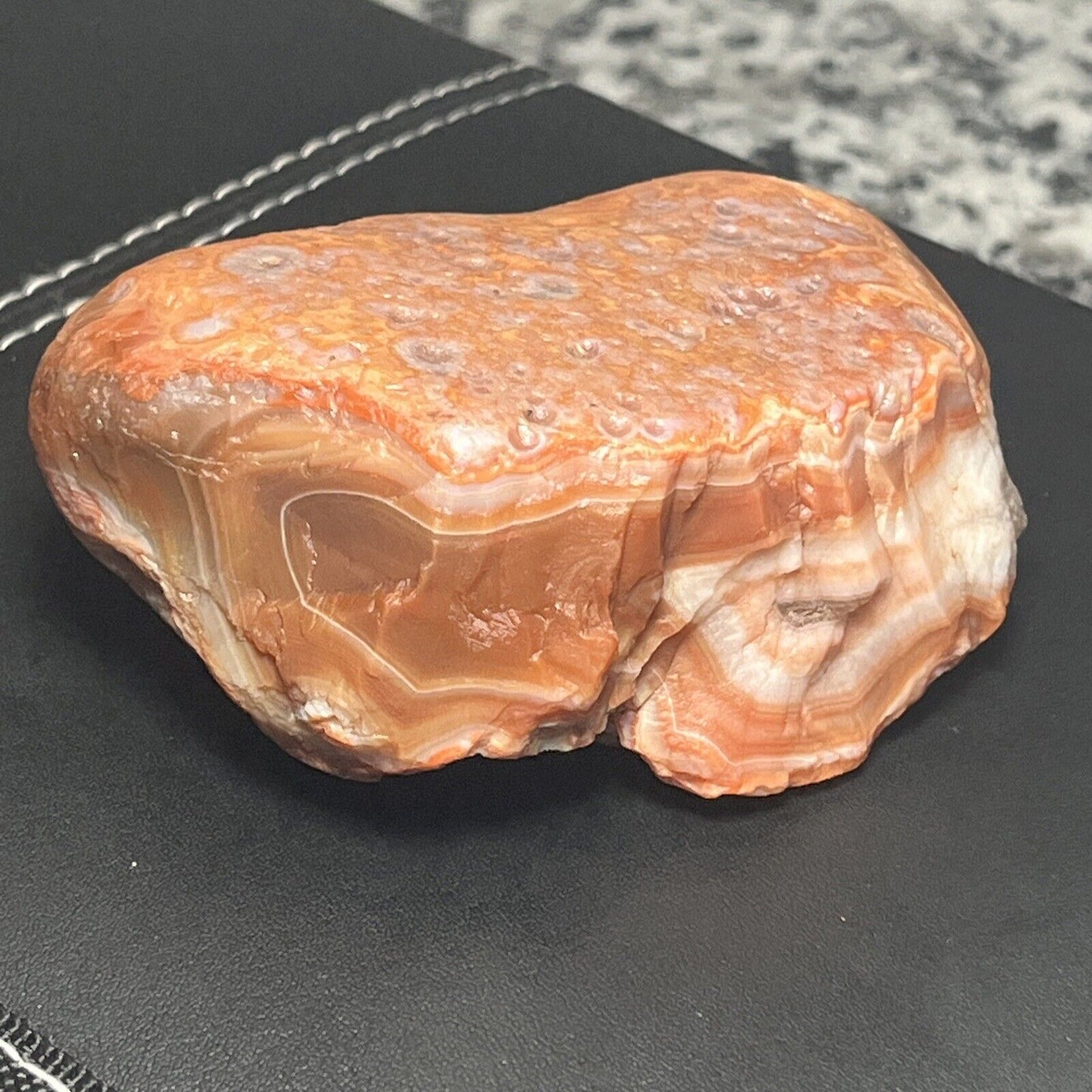 11.7 oz Red & White Fortification Banded Lake Superior Agate.