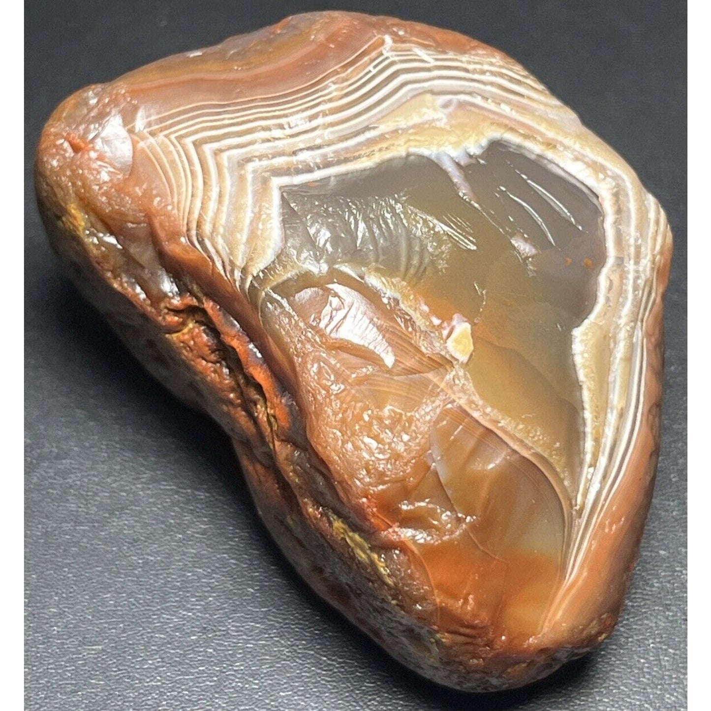 7.6 oz Classic Red & White Fortification Banded Lake Superior Agate.